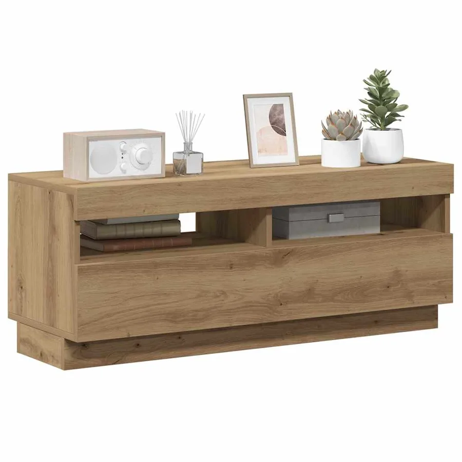 Meuble TV avec lumières LED chêne artisanal bois d'ingénierie - 4