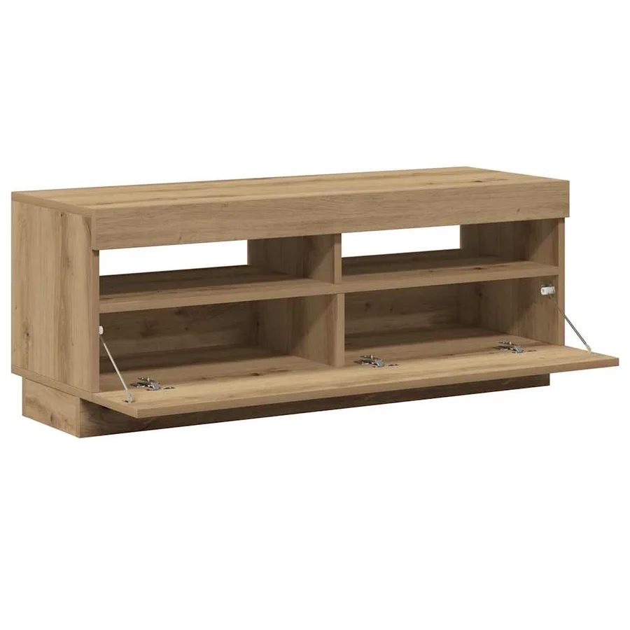 Meuble TV avec lumières LED chêne artisanal bois d'ingénierie - 7
