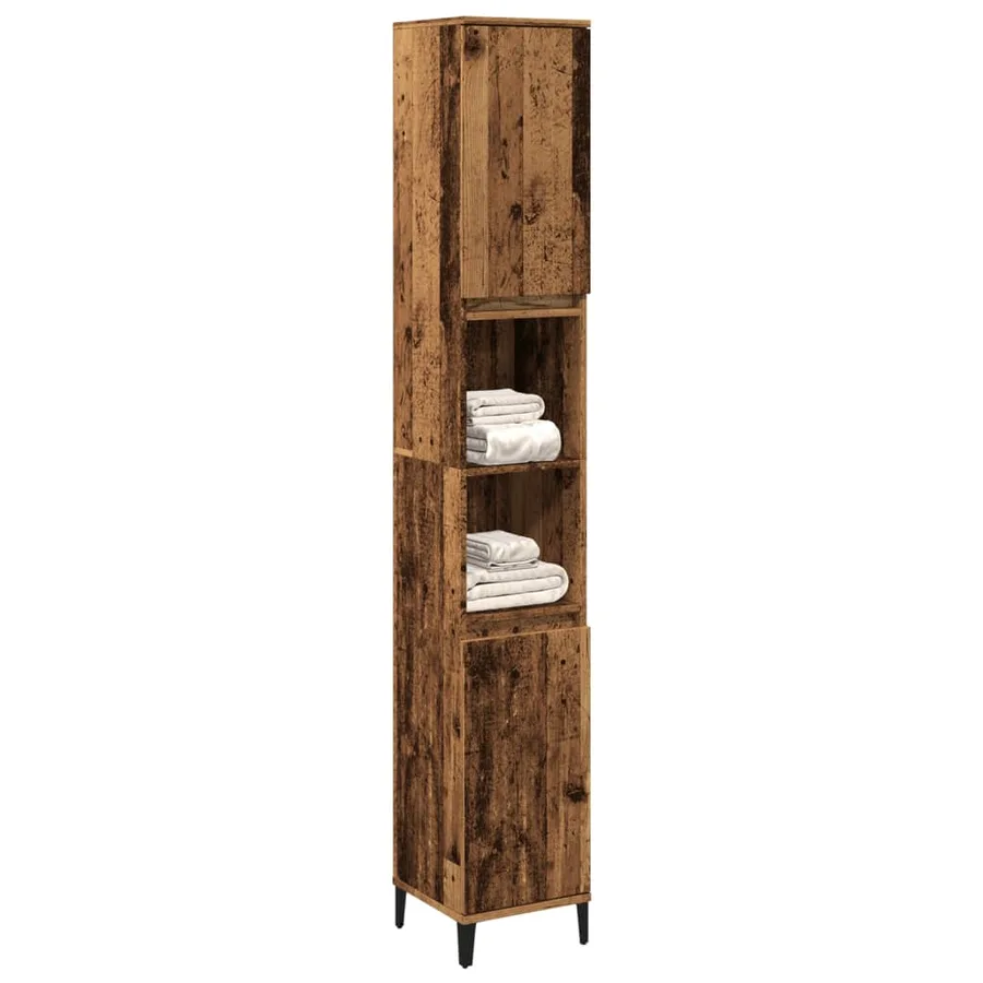 Armoire de salle de bain vieux bois 30x30x190cm bois ingénierie - 3