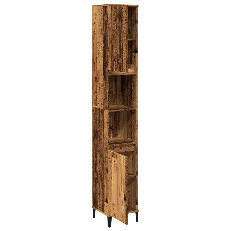 Armoire de salle de bain vieux bois 30x30x190cm bois ingénierie - 4