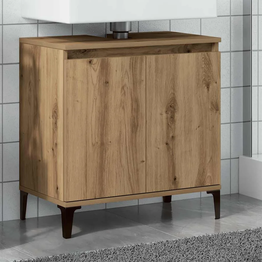 Armoire d'évier chêne artisanal 58x33x60 cm bois d'ingénierie
