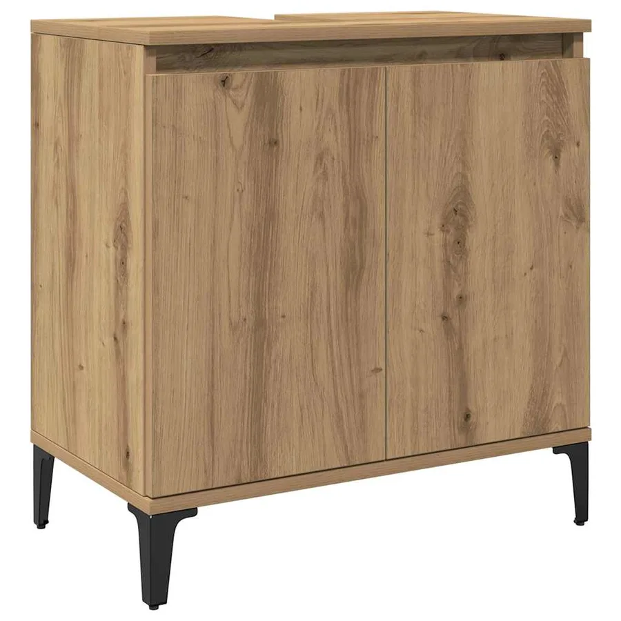 Armoire d'évier chêne artisanal 58x33x60 cm bois d'ingénierie - 2
