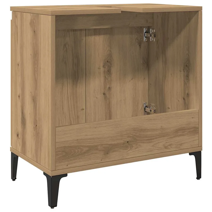 Armoire d'évier chêne artisanal 58x33x60 cm bois d'ingénierie - 7