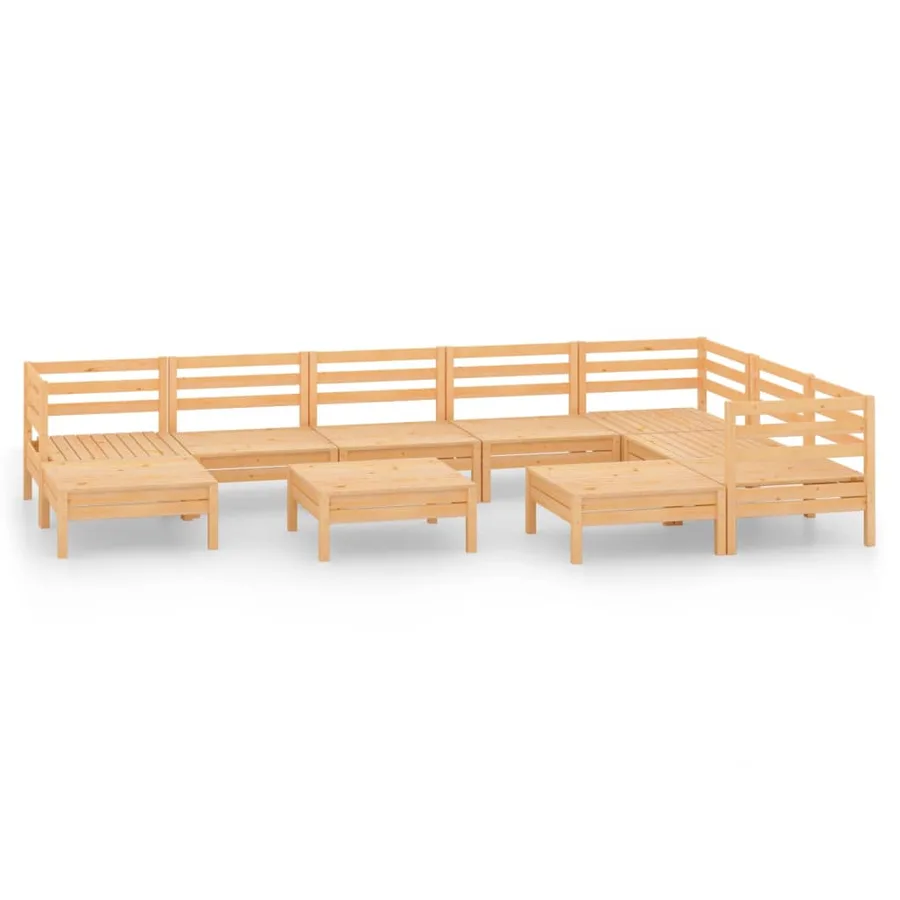 Salon de jardin 10 pcs Bois de pin massif - 2