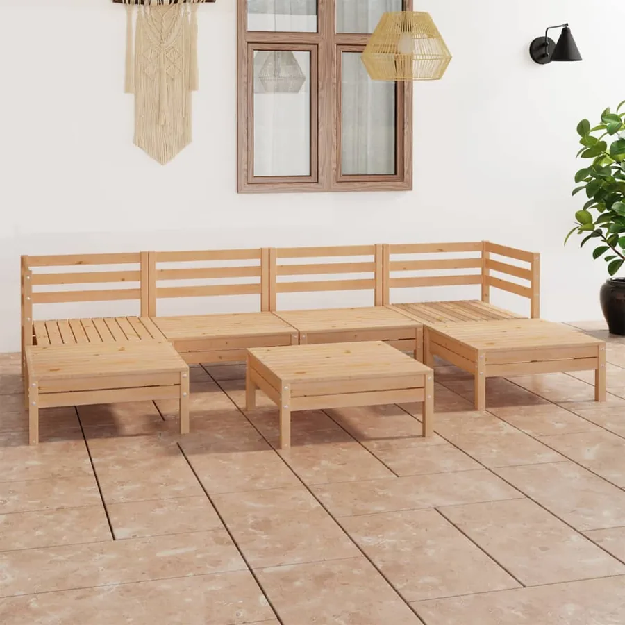 Salon de jardin 7 pcs Bois de pin massif