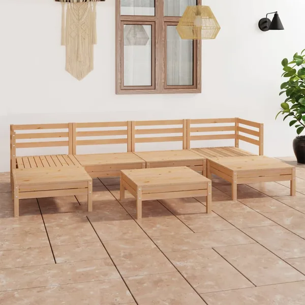 Salon de jardin 7 pcs Bois de pin massif
