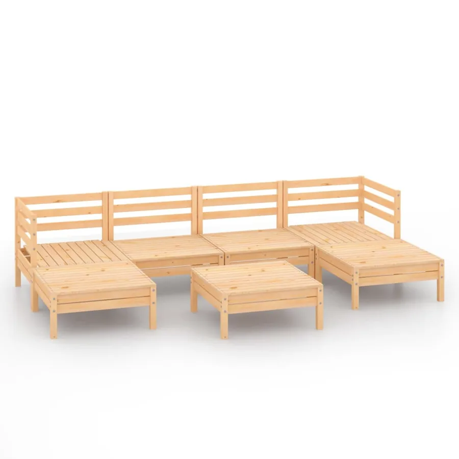 Salon de jardin 7 pcs Bois de pin massif - 2