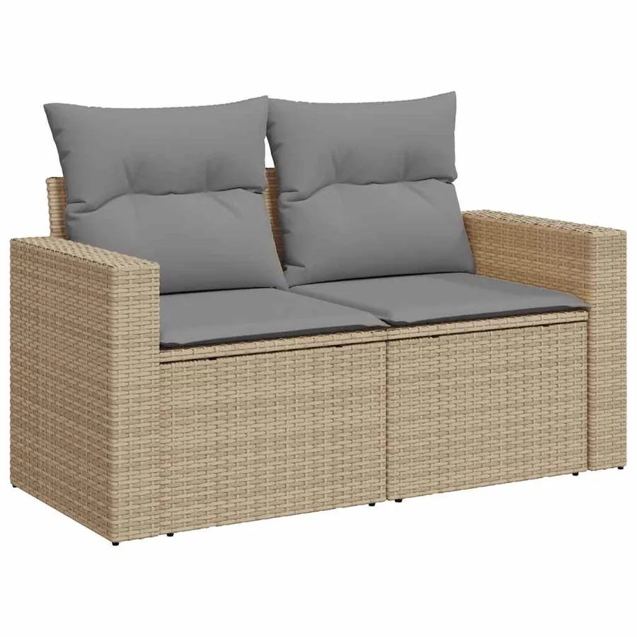 Salon de jardin avec coussins 7 pcs beige résine tressée - 4