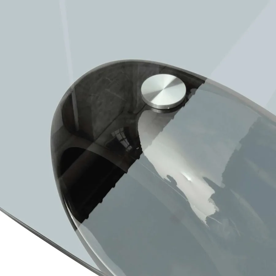 Table basse avec dessus de table en verre ovale Noir brillant - 5