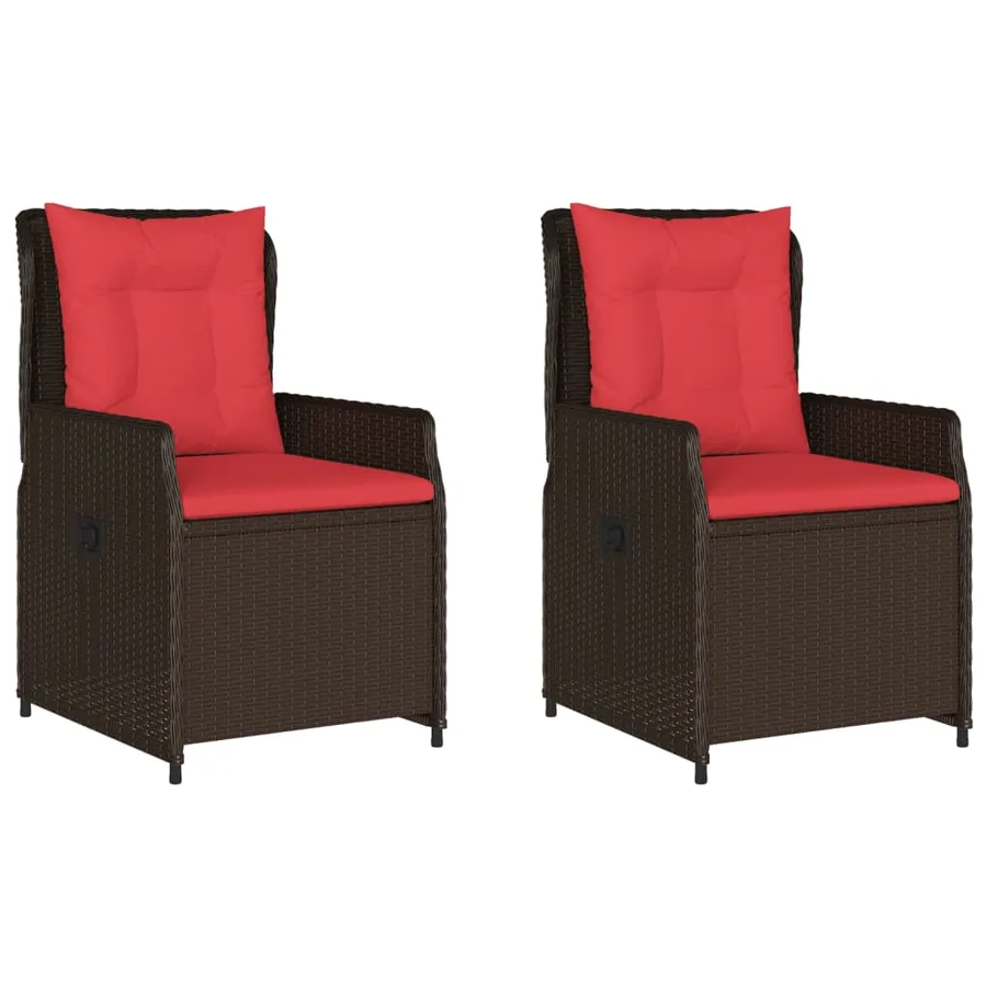 Chaises de jardin inclinables lot de 2 marron résine tressée - 2
