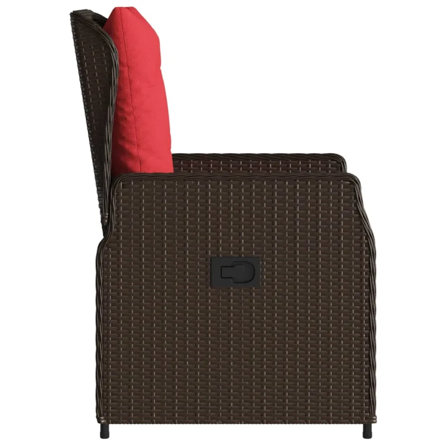 Chaises de jardin inclinables lot de 2 marron résine tressée - 6