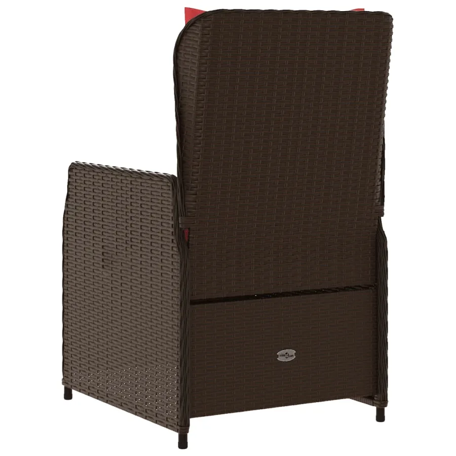 Chaises de jardin inclinables lot de 2 marron résine tressée - 7