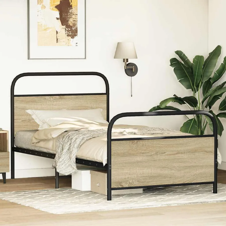Cadre de lit sans matelas 100x190 cm chêne sonoma - 3