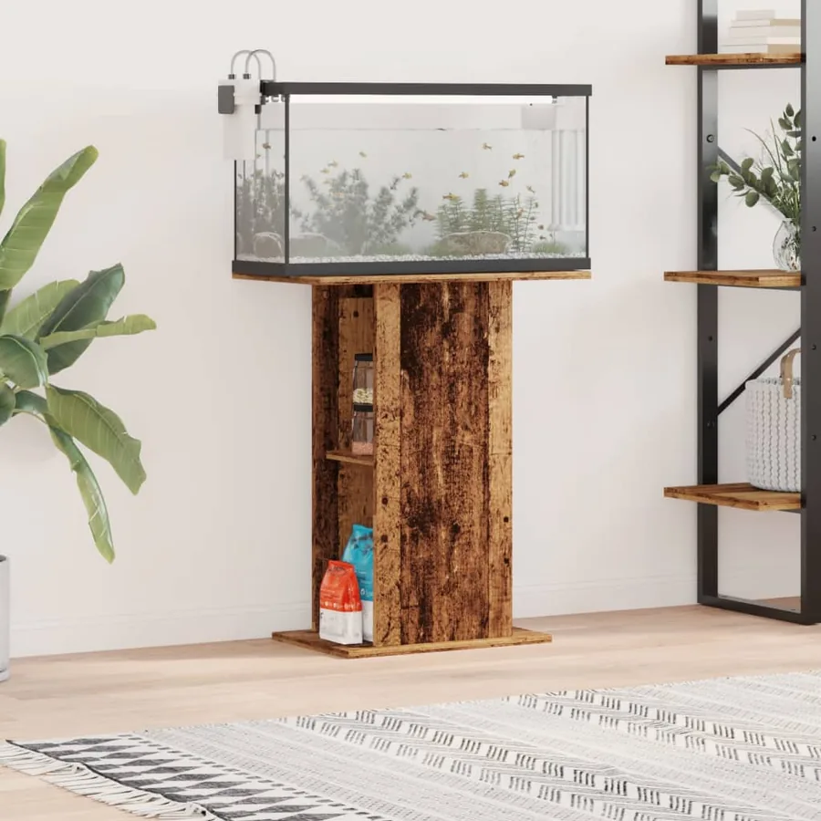 Support d'aquarium vieux bois 36x60,5x72,5 cm bois d'ingénierie