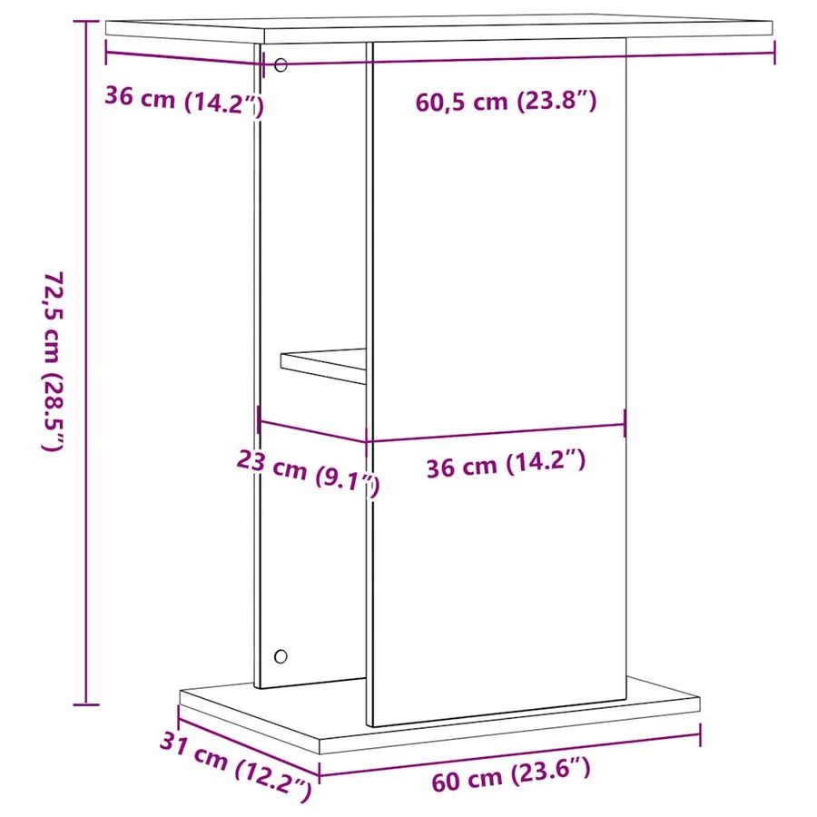 Support d'aquarium vieux bois 36x60,5x72,5 cm bois d'ingénierie - 9