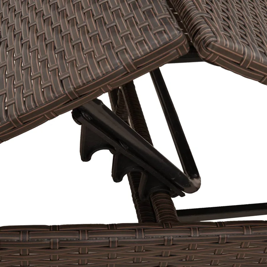 Chaises longues lot de 2 avec table marron résine tressée - 8