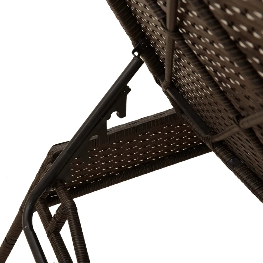 Chaises longues lot de 2 avec table marron résine tressée - 9