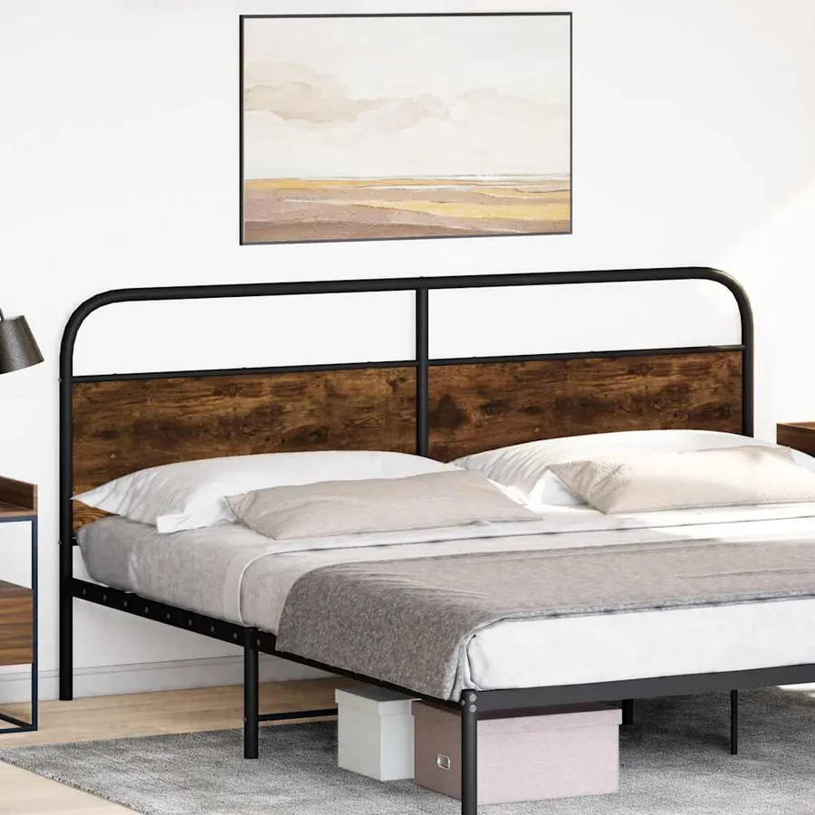 Tête de lit de remplacement chêne fumé 200 cm acier et bois d'ingénierie - 2