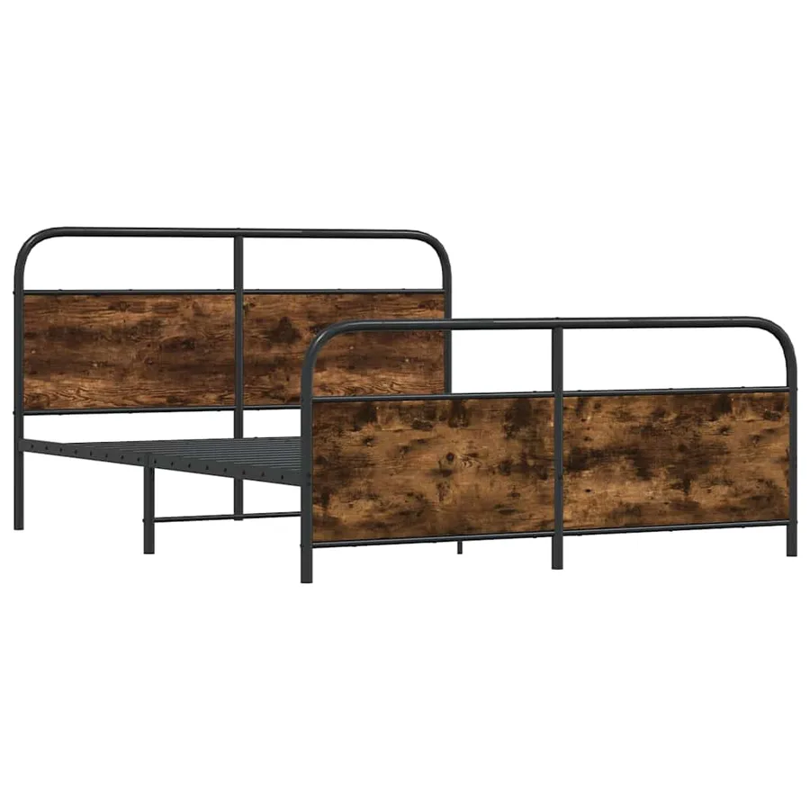 Cadre de lit en métal sans matelas chêne fumé 160x200 cm - 3