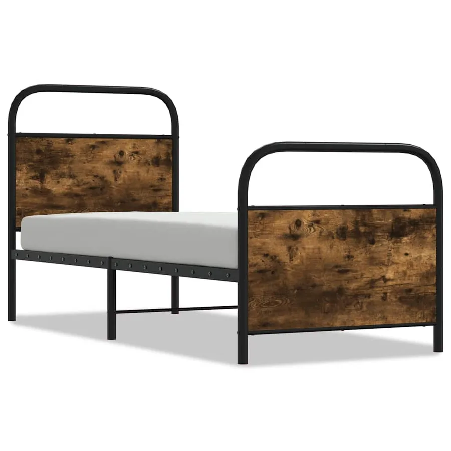 Cadre de lit sans matelas 80x200cm chêne fumé bois d'ingénierie - 2