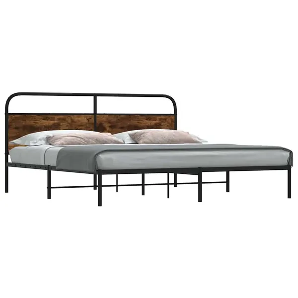 Cadre de lit en métal sans matelas chêne fumé 200x200 cm