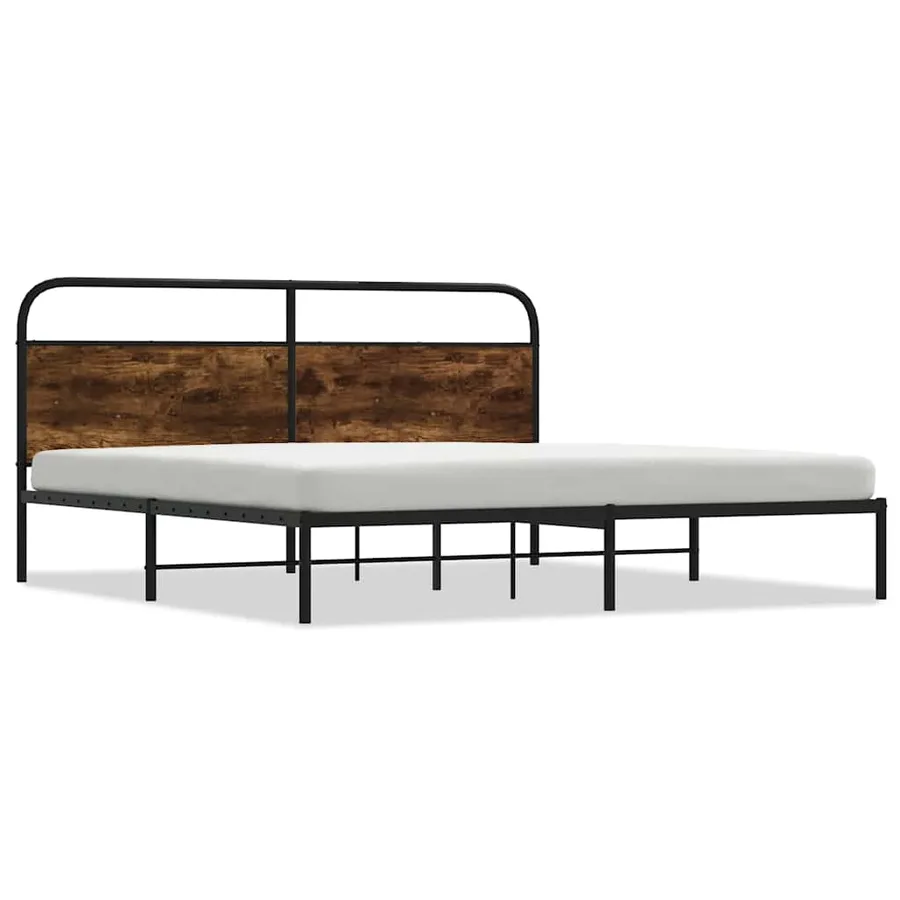 Cadre de lit en métal sans matelas chêne fumé 200x200 cm - 2