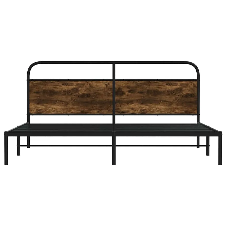 Cadre de lit en métal sans matelas chêne fumé 200x200 cm - 5