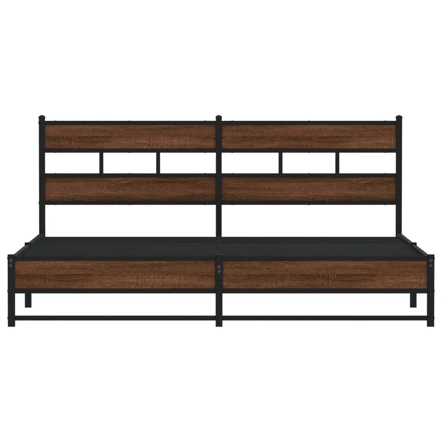 Cadre de lit en métal sans matelas chêne marron 193x203 cm - 4