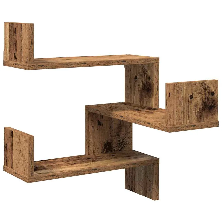 Étagères d'angle murales 2 pcs vieux bois 40x40x49,5 cm - 2