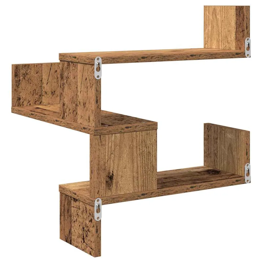 Étagères d'angle murales 2 pcs vieux bois 40x40x49,5 cm - 6