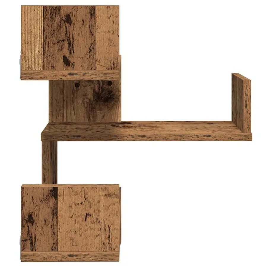 Étagères d'angle murales 2 pcs vieux bois 40x40x49,5 cm - 7