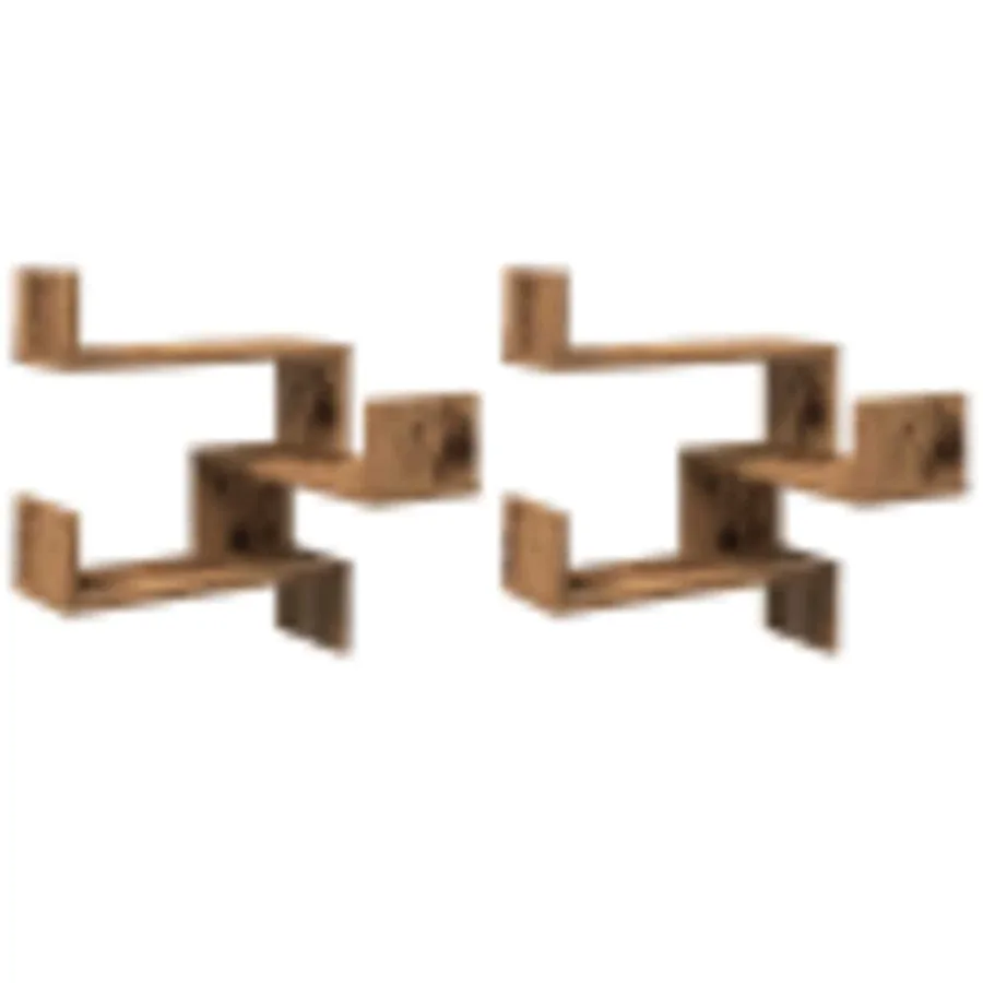 Étagères d'angle murales 2 pcs vieux bois 40x40x49,5 cm - 9