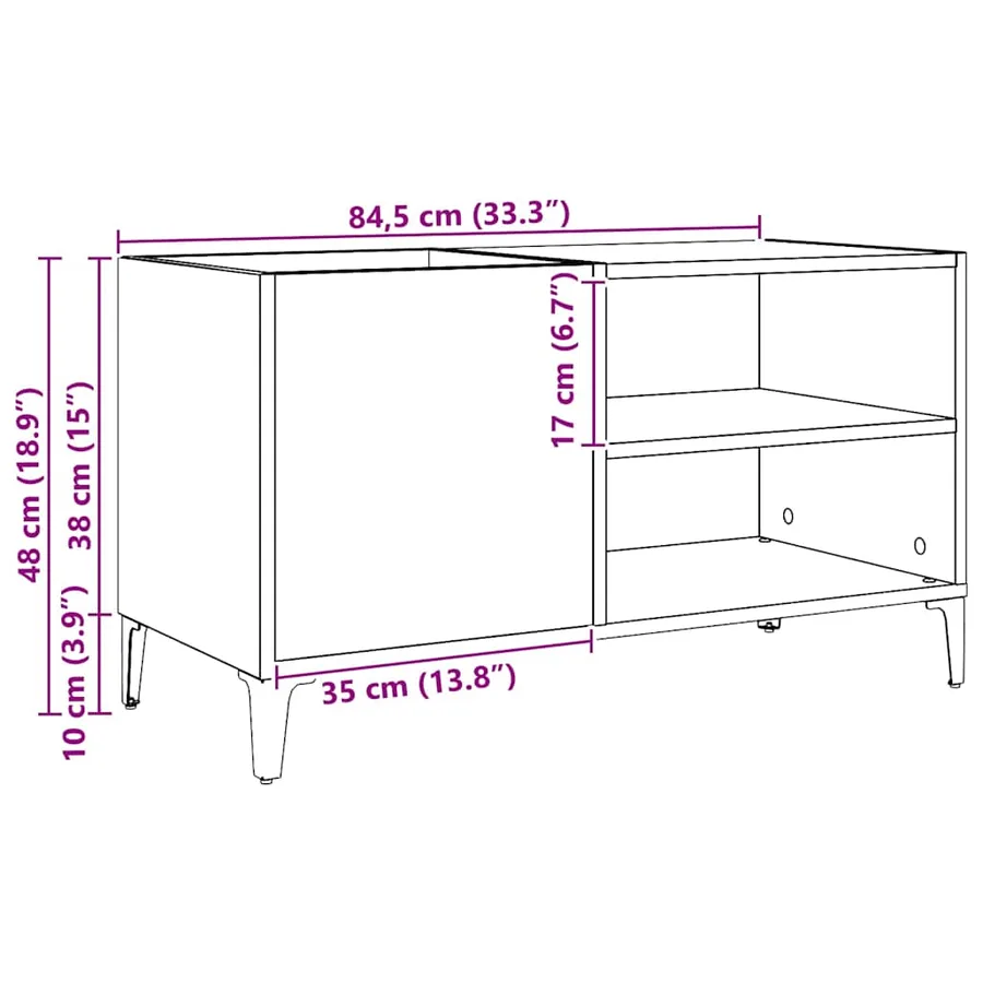 Armoire à disques chêne artisanal 84,5x38x48 cm bois ingénierie - 10