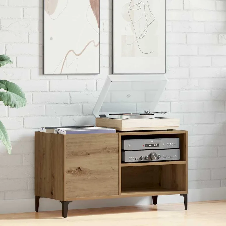 Armoire à disques chêne artisanal 84,5x38x48 cm bois ingénierie - 3