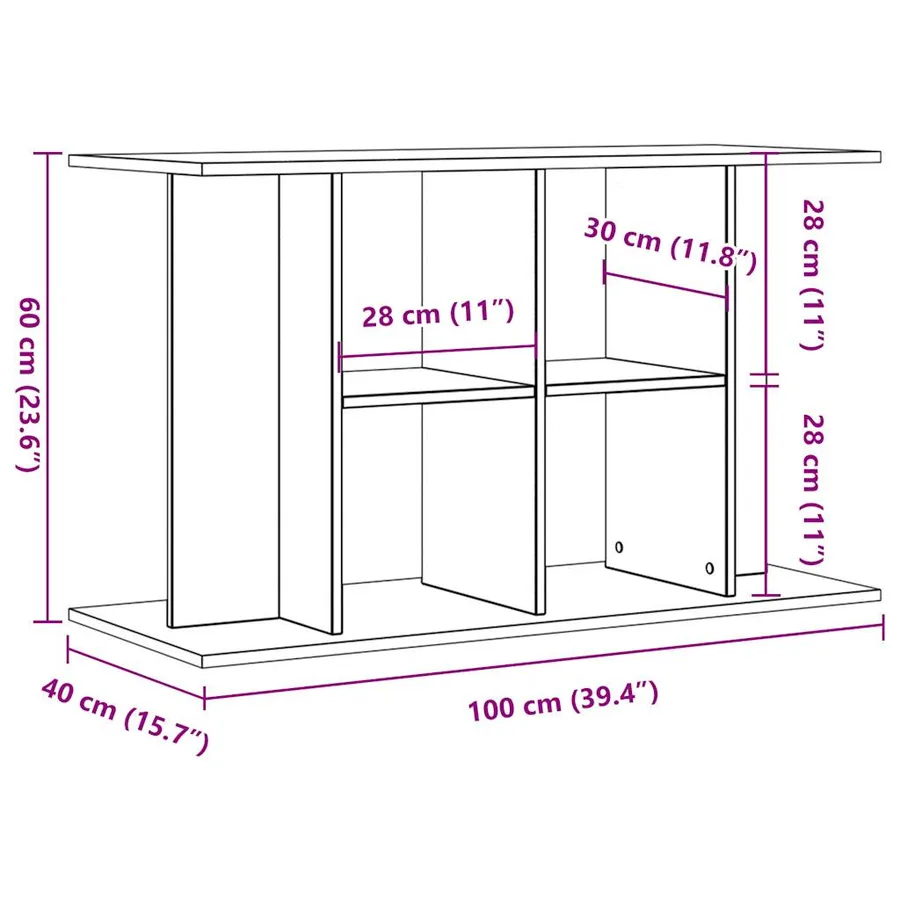 Support pour aquarium vieux bois 100x40x60 cm bois d'ingénierie - 9