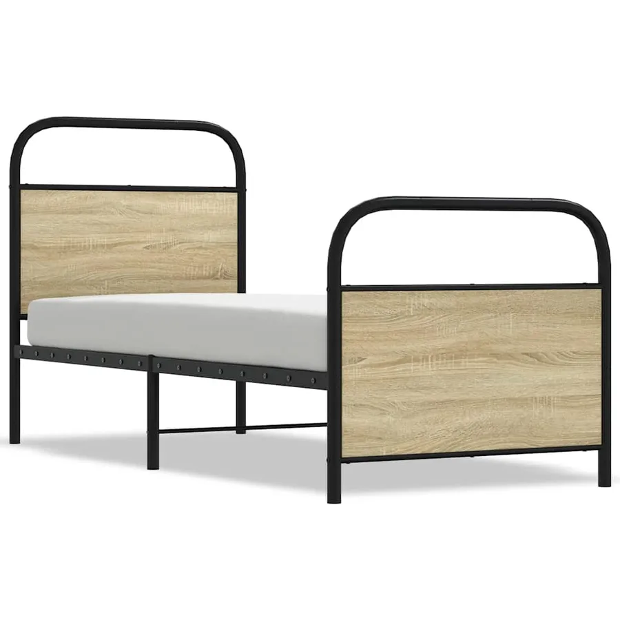 Cadre de lit sans matelas 75x190cm chêne sonoma bois ingénierie - 2
