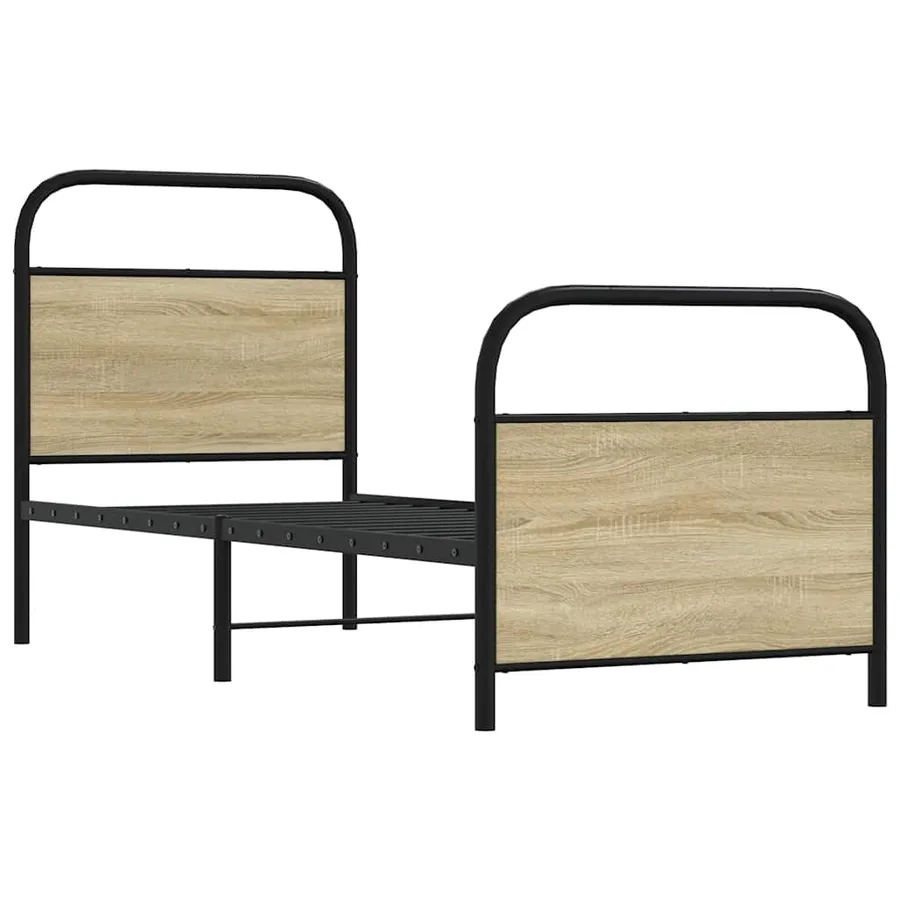 Cadre de lit sans matelas 75x190cm chêne sonoma bois ingénierie - 5