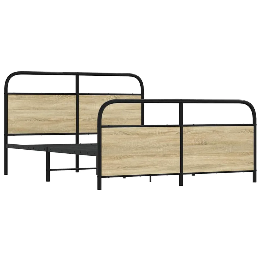 Cadre de lit en métal sans matelas chêne sonoma 150x200 cm - 3