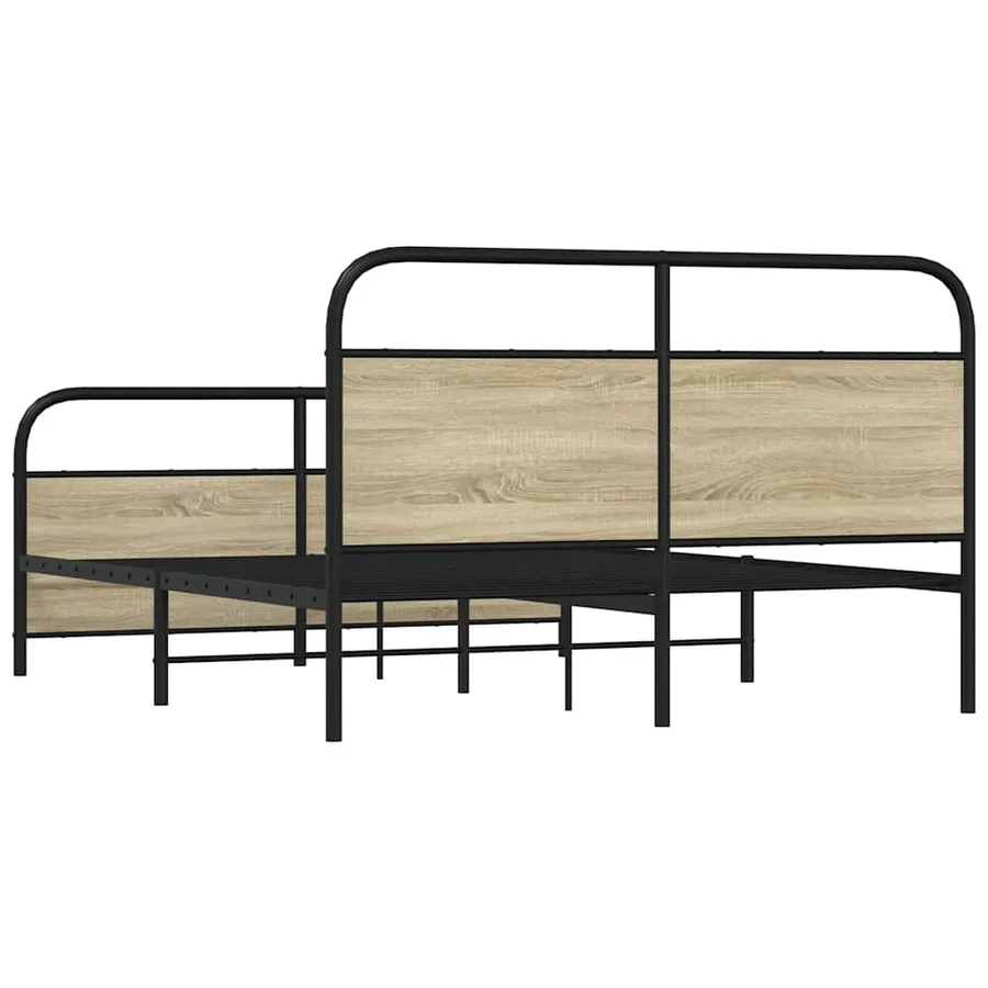 Cadre de lit en métal sans matelas chêne sonoma 150x200 cm - 6
