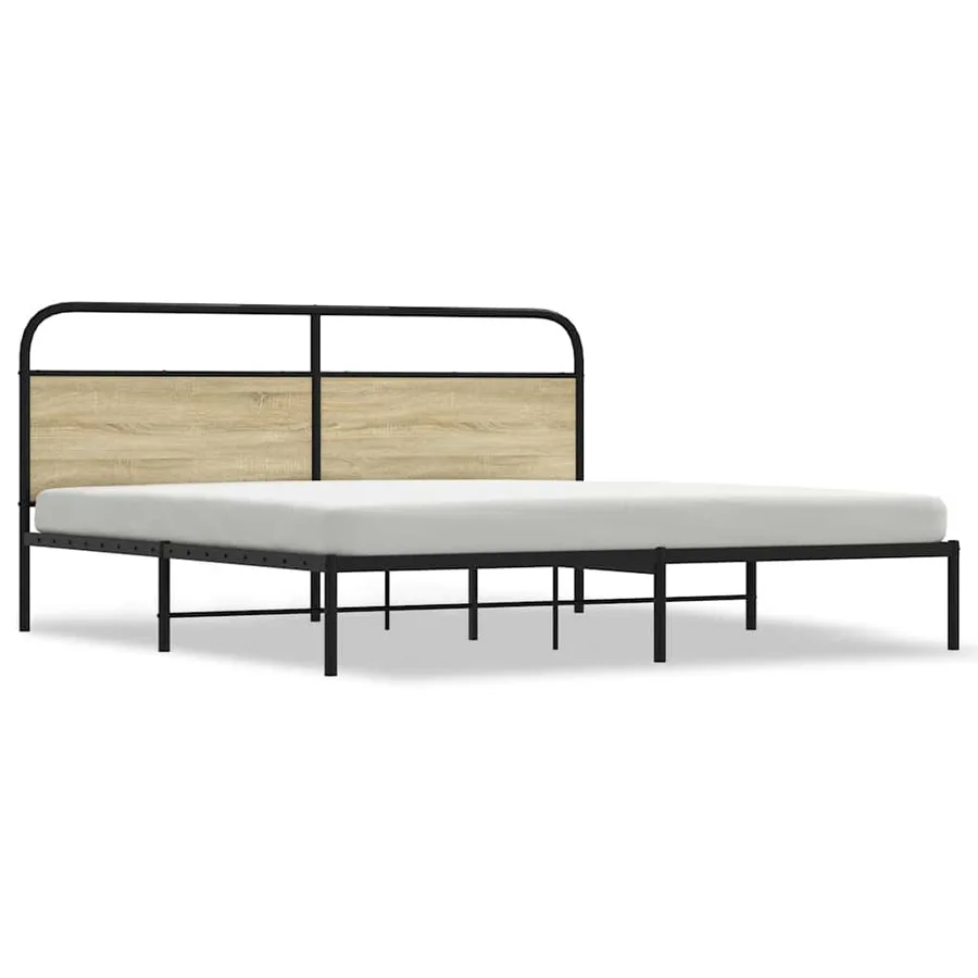Cadre de lit en métal sans matelas chêne sonoma 200x200 cm - 2