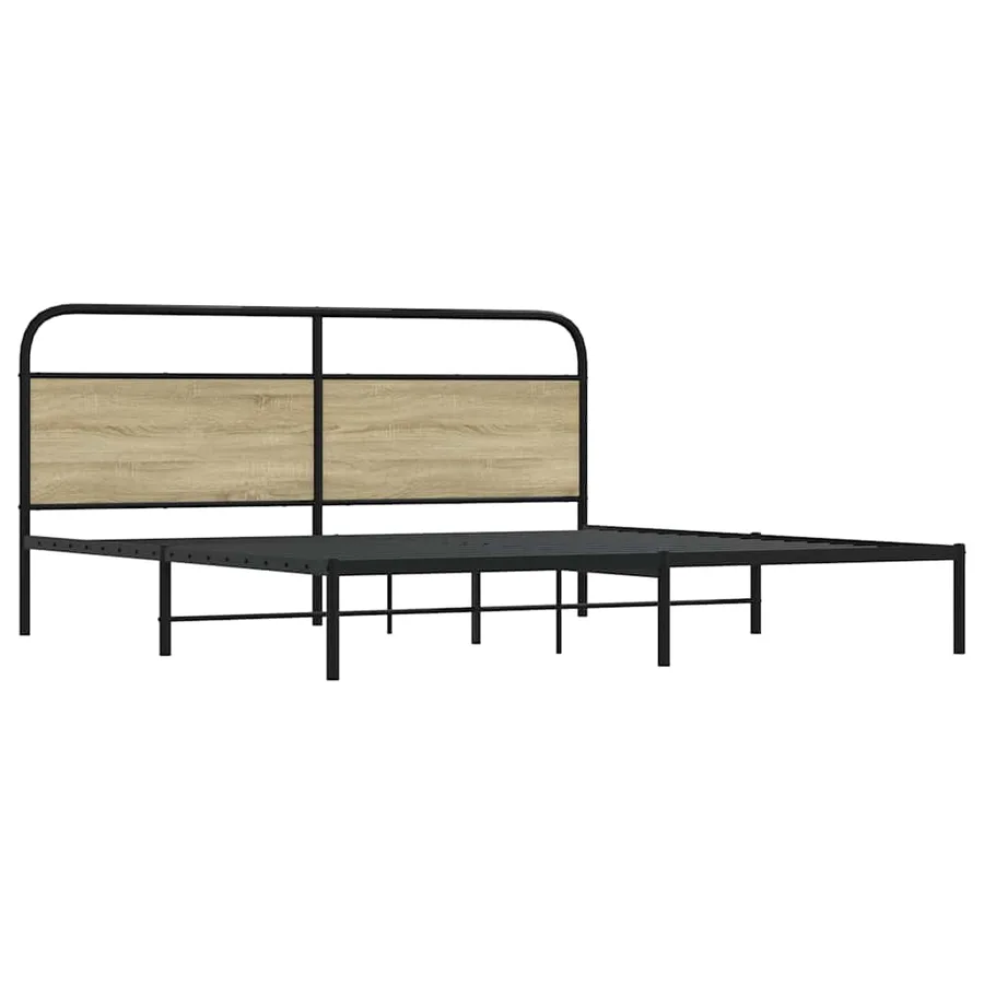 Cadre de lit en métal sans matelas chêne sonoma 200x200 cm - 3