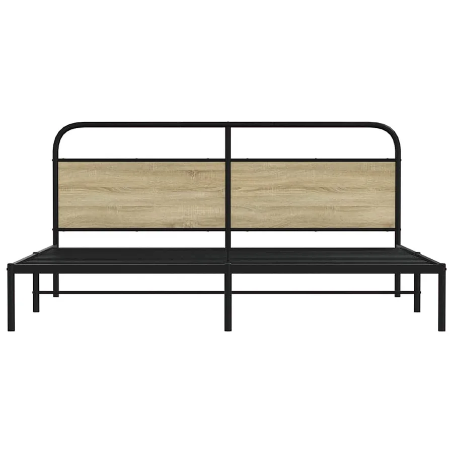 Cadre de lit en métal sans matelas chêne sonoma 200x200 cm - 4