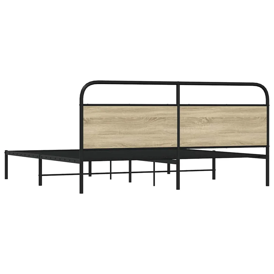 Cadre de lit en métal sans matelas chêne sonoma 200x200 cm - 6