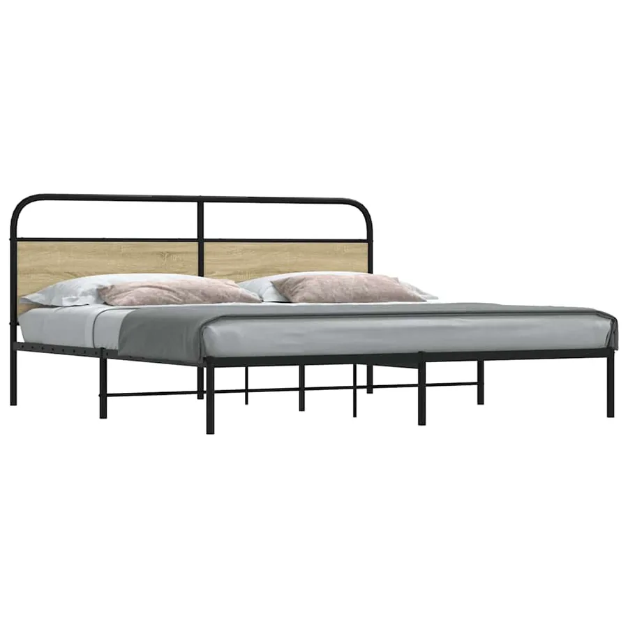 Cadre de lit en métal sans matelas chêne sonoma 183x213 cm