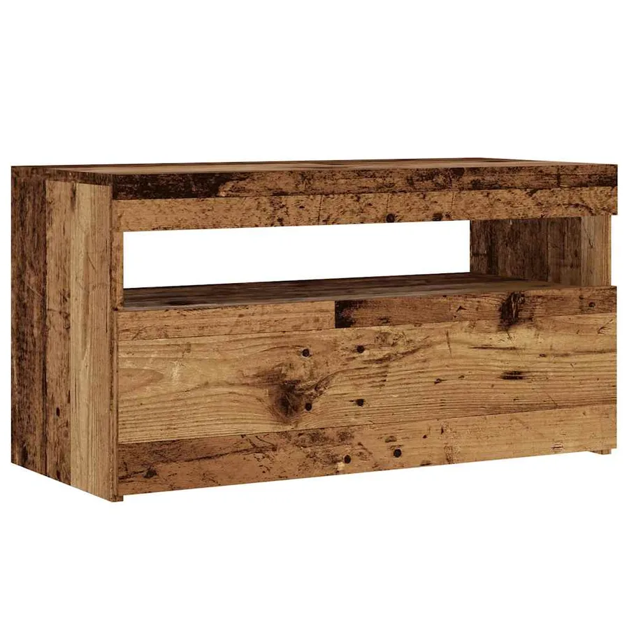 Meubles TV avec lumières LED 2 pcs vieux bois bois d'ingénierie - 6