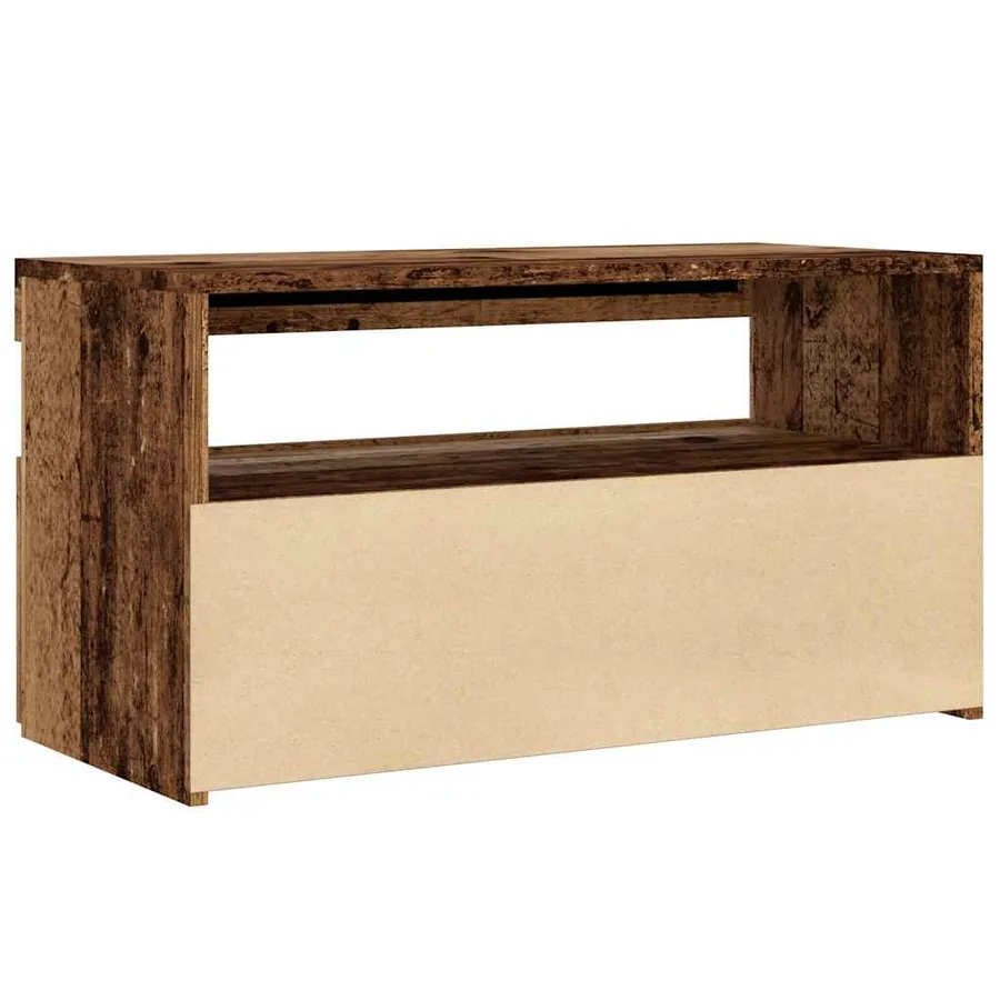 Meubles TV avec lumières LED 2 pcs vieux bois bois d'ingénierie - 9