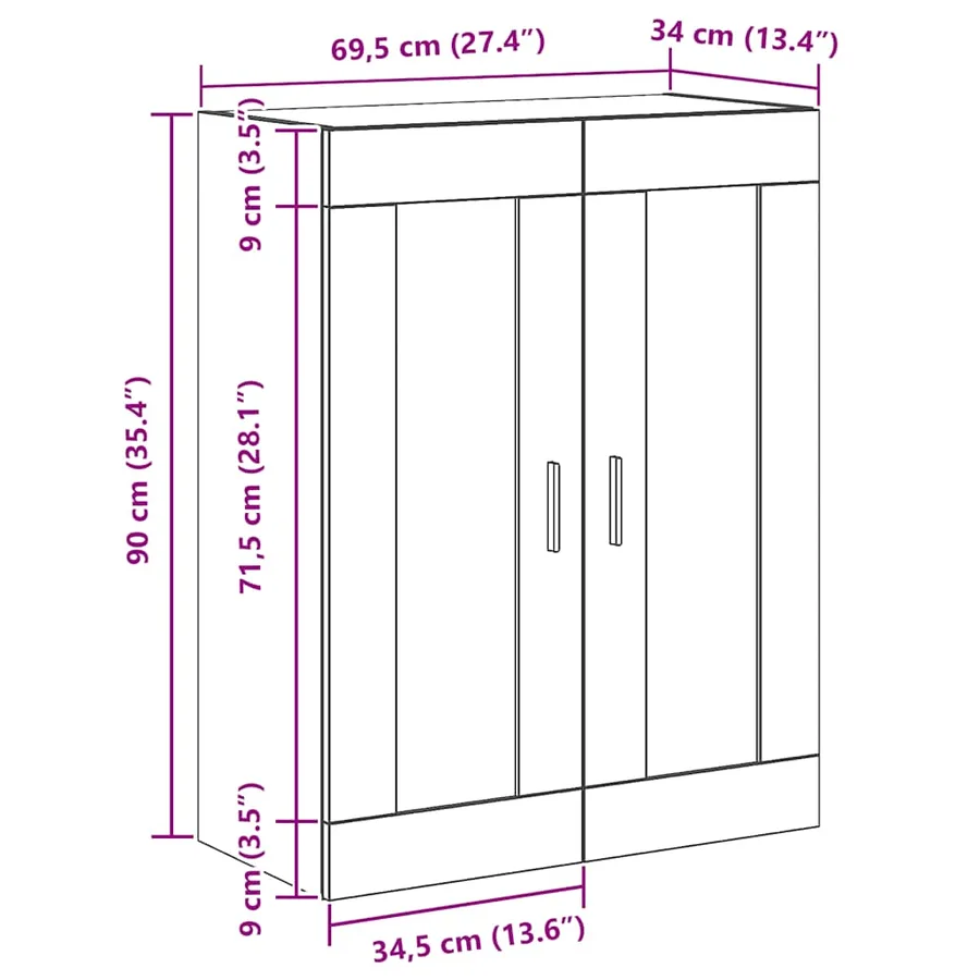 Armoire murale chêne artisanal 69,5x34x90 cm - 11