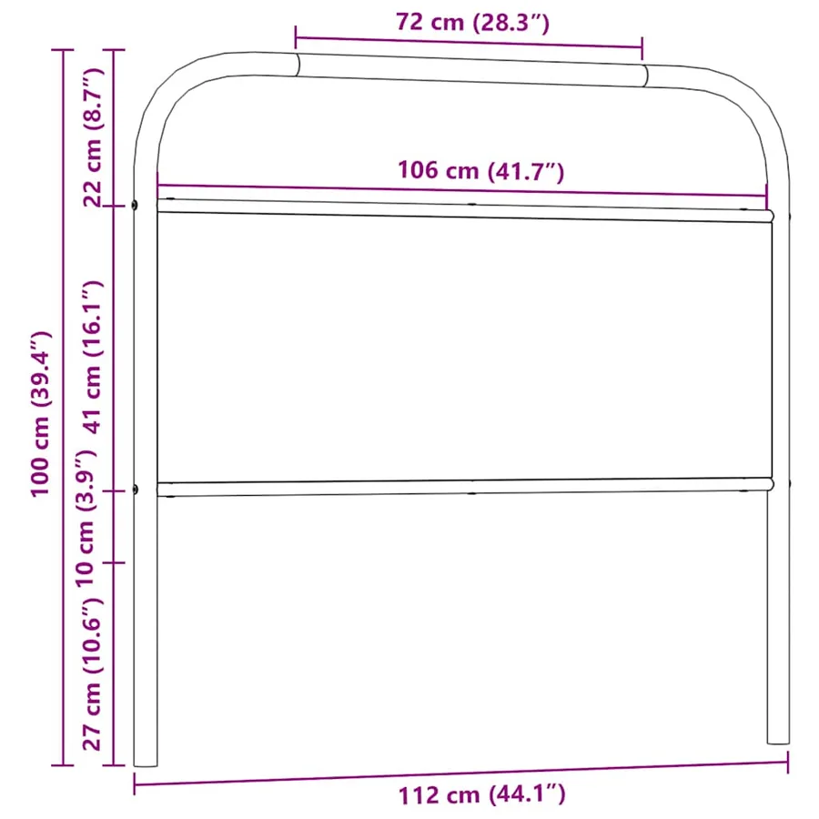 Tête de lit de remplacement chêne fumé 107 cm acier et bois d'ingénierie - 7
