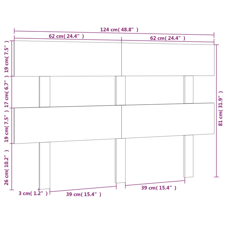 Tête de lit Blanc 124x3x81 cm Bois massif de pin - 6