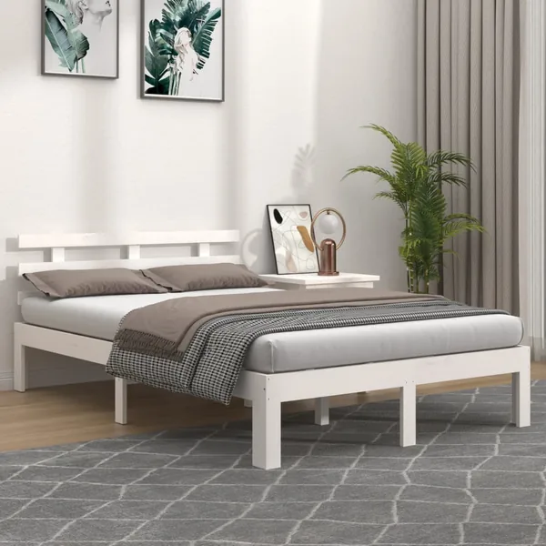 Cadre de lit sans matelas blanc 140x190 cm